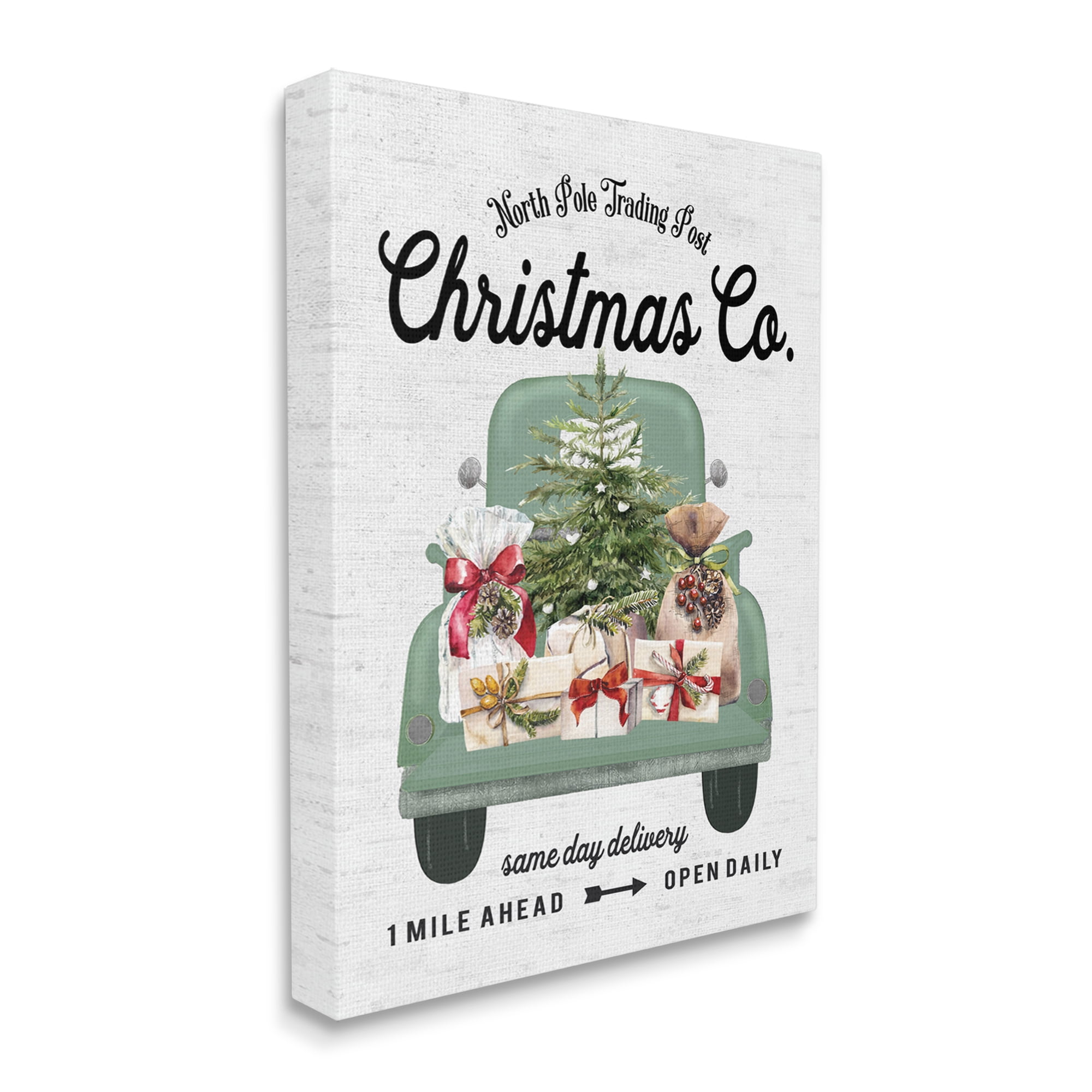 Stupell Industries Christmas Co Gift Truck Holiday Painting Gallery Wrapped Canvas Art Print Wall Art, 24 x 30