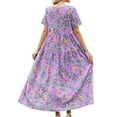 thumbnail image 3 of Bellella Robe Maxi pour Femmes à Col Rond, Longue Robe, Robe d'Été à Imprimé Floral, Aguichant, à Manches Courtes, Vacances, Couleur de l'Image, 18 m, 3 of 3