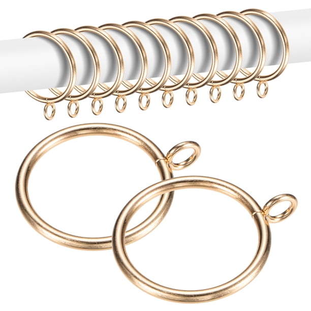 Uxcell 20-Pack Anillo de Cortina con Ojal 1.5 Pulgadas ID Se Ajusta a Varilla de Cortina de 1/2 Pulgada Anillos de Drapería de Metal Dorado