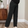 thumbnail image 4 of Maternity Jeans for Women Stretch Denim Pants Comfortable Belly Support Wide Leg Trousers Casual Outfit Black L, 4 of 6