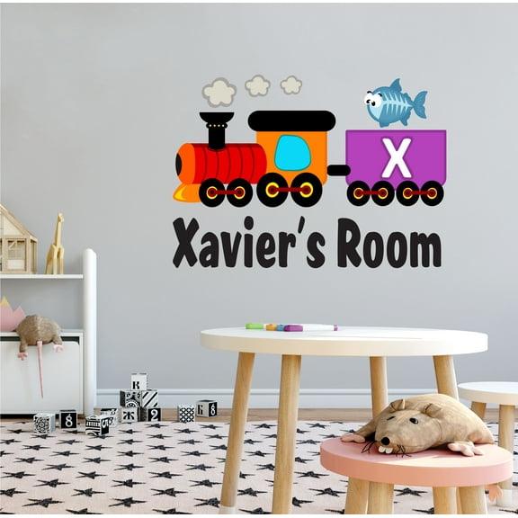 ALPHABET - Home Living Room Personalized Name Vinyl Wall Decoration - X-Ray Fish Sea Animal Train Design - Multicolored Kids Nursery Bedroom Letter X Alphabet Educational Wall Décor Sticker 10" x 7"