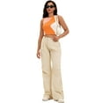 thumbnail image 6 of DARING DIVA Women's Color Block Ribbed Sleeveless Crop Tank Tops L Orange, 6 of 7