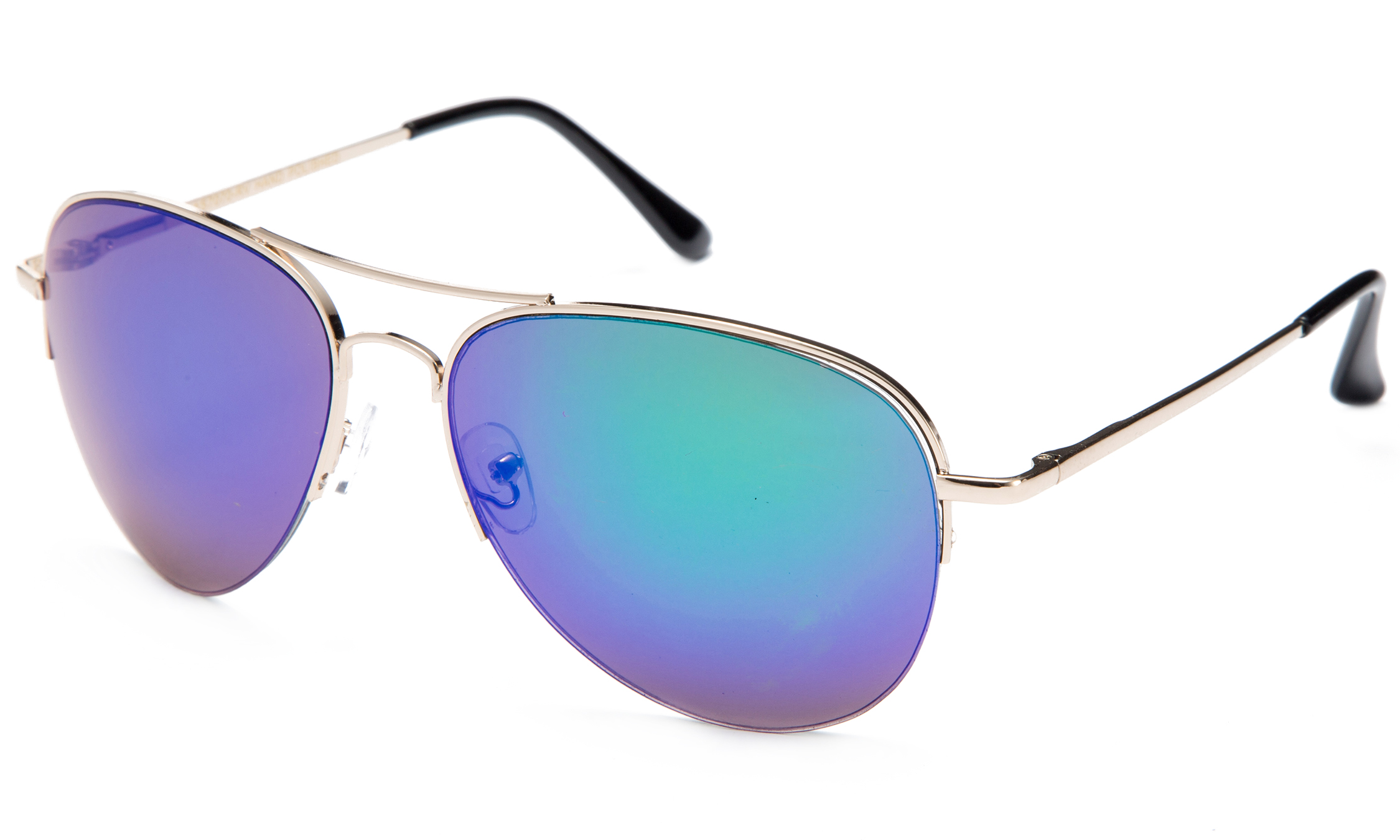 Newbee Fashion -Classic Aviator Sunglasses Flash Full Mirror lenses Semi Half Frame for Men Women with Spring Hinge UV Protection - image 1 of 2