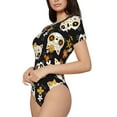 thumbnail image 2 of KLL Women 's Crew Neck Bodysuit Jumpsuits Flower Fox Print Short onesies Stretch T Shirts, 2 of 7