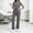 Gray, variant on IUYRTFE Women V Neck Short Sleeve Scrub Set Side Slit Pants with Pockets for Healthcare Clinic Daily Wear