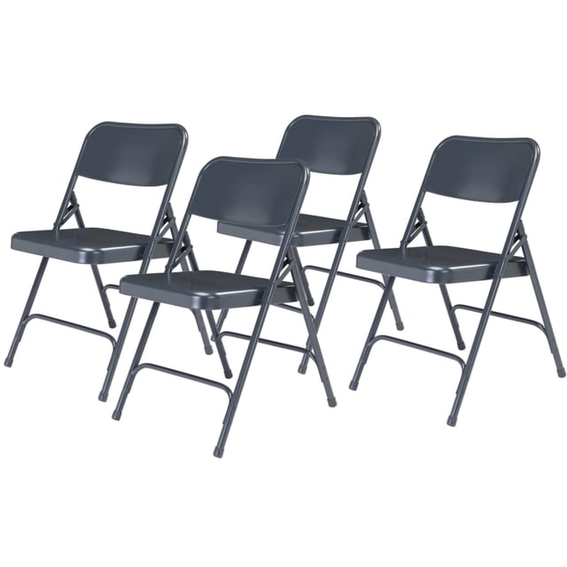 Chaise Pliante Moderne en Métal à Double Charnière de 29,5 Pouces NPS 200 Series en Bleu (Ensemble de 4)