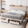 thumbnail image 1 of Bingirl King - Size Upholstered Platform Bed Frame for Bedroom with Storage Drawers and Power Socket, 1 of 7