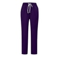thumbnail image 5 of bbyeadc Purple Scrubs for Women Plus Size Nursing Scrubs Stretchy V-Neck Criss Cross Cargo Scrub Pants and Tops Scrub Sets Medical Scrub Sets with Pockets, Purple L, 5 of 6