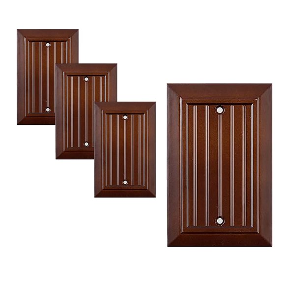 Pack of 4 Wall Plate Outlet Switch Covers by SleekLighting | Decorative Dark Brown Mahogany Look | Variety of Styles: Decorator/Duplex/Toggle / & Combo | Size: 1 Gang Blank