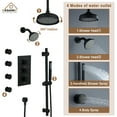 thumbnail image 6 of CASAINC 1-Spray Patterns 8 in. Ceiling Mounted Dual Shower Heads in Matte Black with Sliding Bar and 4 Body Sprays, 6 of 9