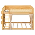thumbnail image 5 of Full-Over-Full Bunk Bed with Bedside 3-Tier Storage Bookshelf, Teens/Kids Rattan Guardrail Bed Frame with Curtain & Light, 5 of 9