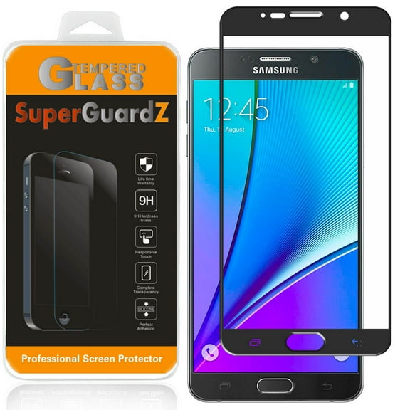 [2-Pack] Samsung Galaxy Note 4 SuperGuardZ Tempered Glass Screen Protector [Full Coverage, Edge-To-Edge Protection], Anti-Scratch, Anti-Shock