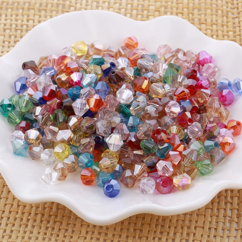 Wholesale 100pcs Bicone Faceted Crystal Glass Findings Loose Spacer Beads 6mm 