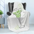 thumbnail image 4 of Hello Summer Soft Flannel Fleece Throw Blanket, Welcoming Summer Typography in Cocktail Glass with Limes, Cozy Plush for Indoor and Outdoor Use, 70" x 90", Lime Green Charcoal Grey, by Ambesonne, 4 of 5