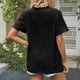 thumbnail image 4 of Blusa de manga corta para mujer con cuello en V y botones con volantes Blusa de manga corta a la moda para trabajar, 4 of 6
