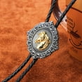 thumbnail image 1 of Western Bolo Tie Gold Hugo Novedad Rodeo Bolo Tie Cuero retro cowboy, 1 of 9