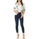 thumbnail image 2 of Blazer ajustado para mujer INSPIRE CHIC con solapa de muesca, estampado, chaqueta de traje de trabajo abierta, L Flor blanca, 2 of 7