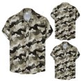 thumbnail image 3 of Camisas De Vestir Para Hombre Azul Camisa de solapa de manga corta con estampado suelto de moda de verano para hombre (Brown, M), 3 of 7