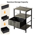 thumbnail image 2 of JOYMOR Fluted Nightstand, Fabric Dresser with 2 Drawers and 1 Shelf, Bedside Table, End Table with Charging Station, Nightstand for Indoors, 2 of 9