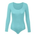 thumbnail image 4 of Hontri Body Suit Womens Crew Neck Long Sleeve Bodysuit Comfortable Against The Skin Tops Sexy Body Suits Women Clothing Long Sleeve Body Suit Sky Blue, 4 of 4