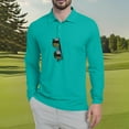 thumbnail image 2 of Inglocry Men's Golf Polo Shirts Long Sleeve Performance Collar Shirts Lightweight Summer Casual Quick Dry Tee Turquoise M, 2 of 5