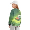 thumbnail image 2 of Xoenoiee Panda Watermelon Leaves Print Girls Oversized Crewneck Sweatshirt Y2k Long Sleeve Side Slit Pullover Drop Shoulder Sweatshirt for Teen Girl, 9-10 Years, 2 of 7