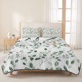 thumbnail image 3 of Twin Quilt Set 68''x86'', Eucalyptus Leaves Lightweight Summer Bedspread Coverlet Set with 2 Pillow Shams, Watercolor Summer Botanical Green Breathable All Season Quilt Bedding for Dorm/Bedroom, 3 of 9