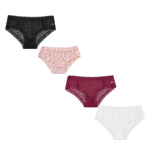Ropa Interior Sin Costuras Mujer Ropa Interior Para Mujer, Bragas De Encaje Elásticas, Suaves, Estilo Hipster, 4 Unidades