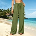 thumbnail image 2 of CHGBMOK Women's Pants High Waist Drawstring Wide Leg Pants Loose Casual Trousers with Side Pockets Solid Daily Versatile, 2 of 6