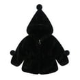 thumbnail image 2 of NAISIBABY Girls Winter Coat, Fuzzy Cozy Solid Color Elastic Waist Soft Warm Hooded Outwear Black 9-12Months, 2 of 6