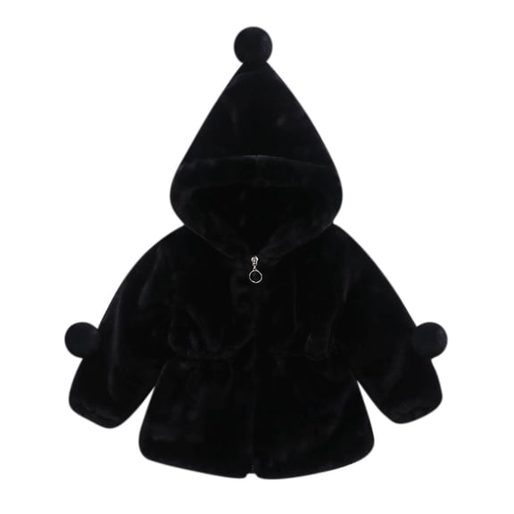 Hvyesh Baby Girls' Soft Mini Lined Puffer Jacket Winter Coat Thicken Warm Outerwear Ears Hood Hoodie for Newborn Infant Toddler Black,70:6-9 Months