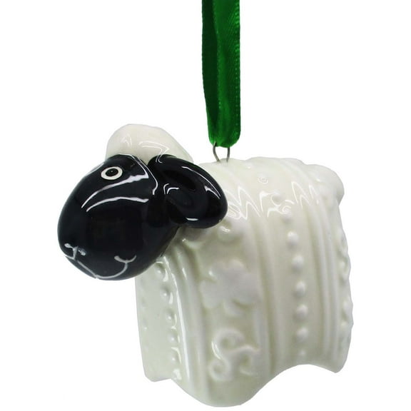 Royal Tara Irish Woolly Ware Sheep Christmas Tree Hanging Ornament 5cm x 6.5cm White Color Hand Painted