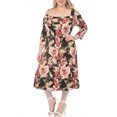thumbnail image 2 of White Mark Women's Plus Size Cold Shoulder 3/4 Sleeve Dress, 2 of 6