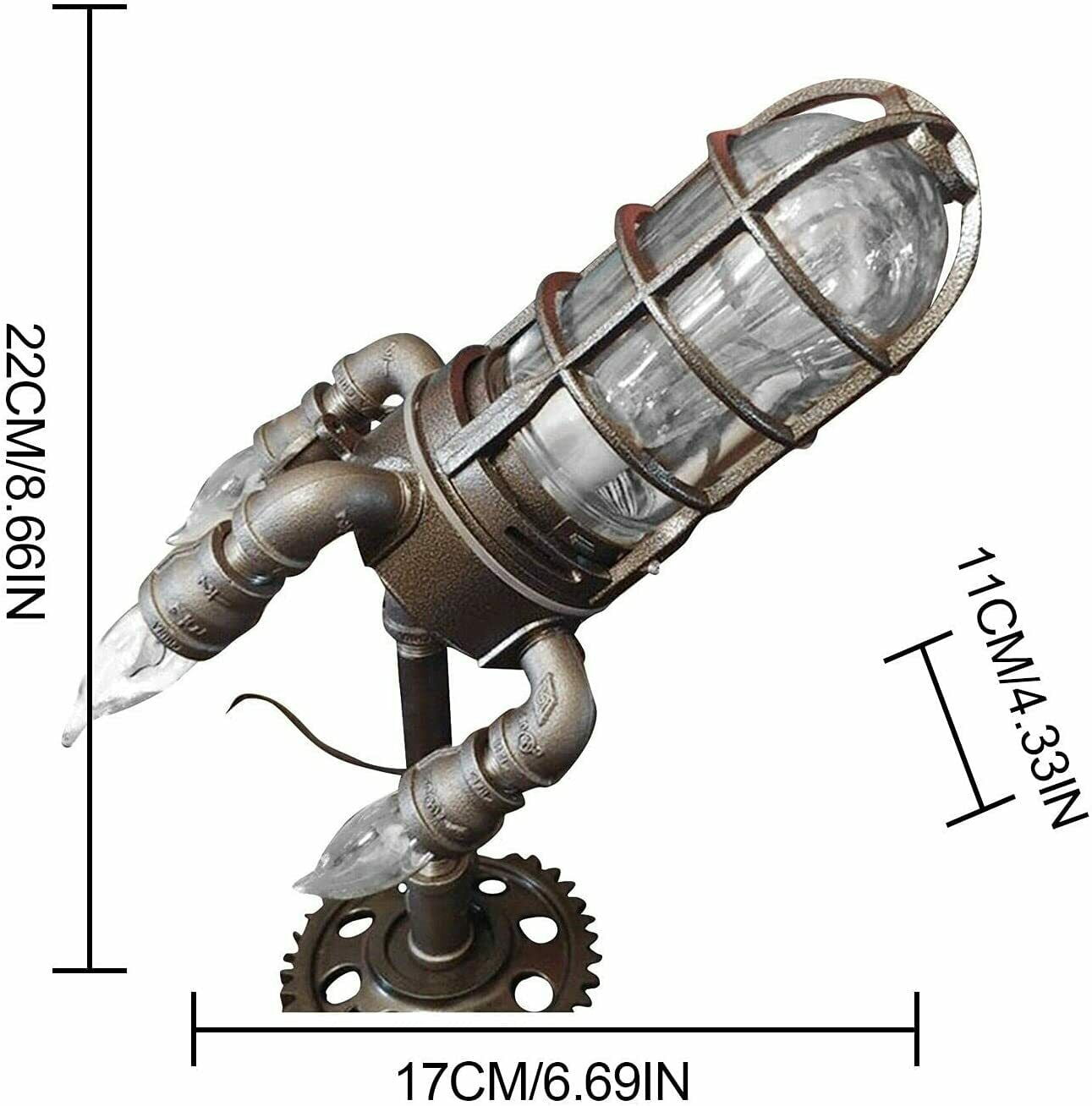 Rocket Lamp, Retro Rocket Lamp Steampunk Style Lamp, Simulation Flame LED Bulbs