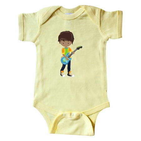 

Inktastic African American Boy Rock Boy Boy Playing Guitar Gift Baby Boy Bodysuit