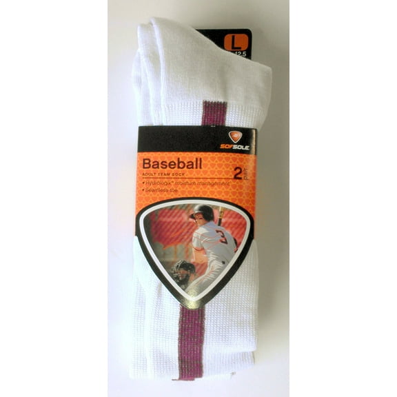 2 Pair Sof Sole Adult Baseball Maroon Stirrup Team Sock - Large (Shoe Size 10-13)