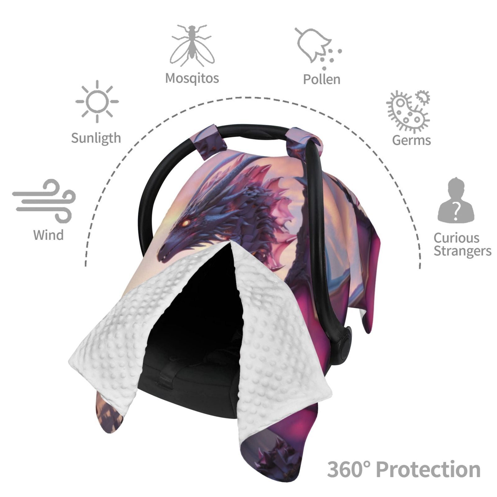 Car Seat Cover Baby - Pink Silver Dragon Breathable Infant Car Seat Cover for Baby Carseat, Lightweight Comfort Baby Essentials Must Haves Newborn Stuff for Girl Boy