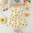 thumbnail image 6 of Bainana Yellow Summer Girls Adorable Dress Cartoon Bee Print Ruffled Sleeve Crew Neck Dresses Breathable Soft Baby Girls Toddler Festival Party Dress Size 9-12 Months, 6 of 9