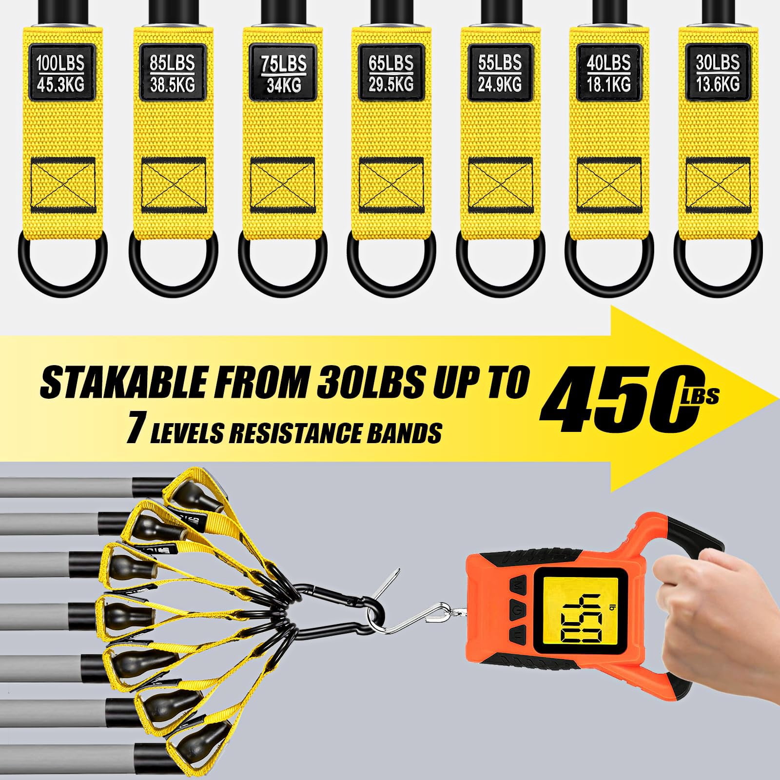 Heavy Resistance Bands for Working Out, 350lbs/450lbs Exercise Bands with Handles, Workout Bands Set for Men, Fitness Weight Bands for Muscle Strength Training,Stretching,Slim,Home Gym Equipment