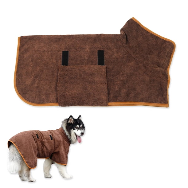 Toalla de baño para secado de perros, material de microfibra, albornoz absorbente de secado rápido para perros, higroscópico de secado rápido para mascotas, cuello y cintura ajustables