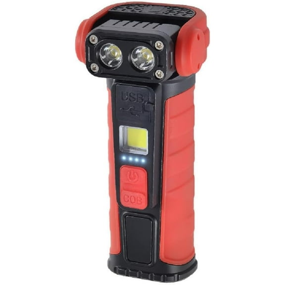 Rechargeable Magnetic Work Light with COB,360 Degree Rotatable Portable Handheld Flashlight Clip On Inspection Light for Car Repair, Camping, Emergency & Job Site Lighting