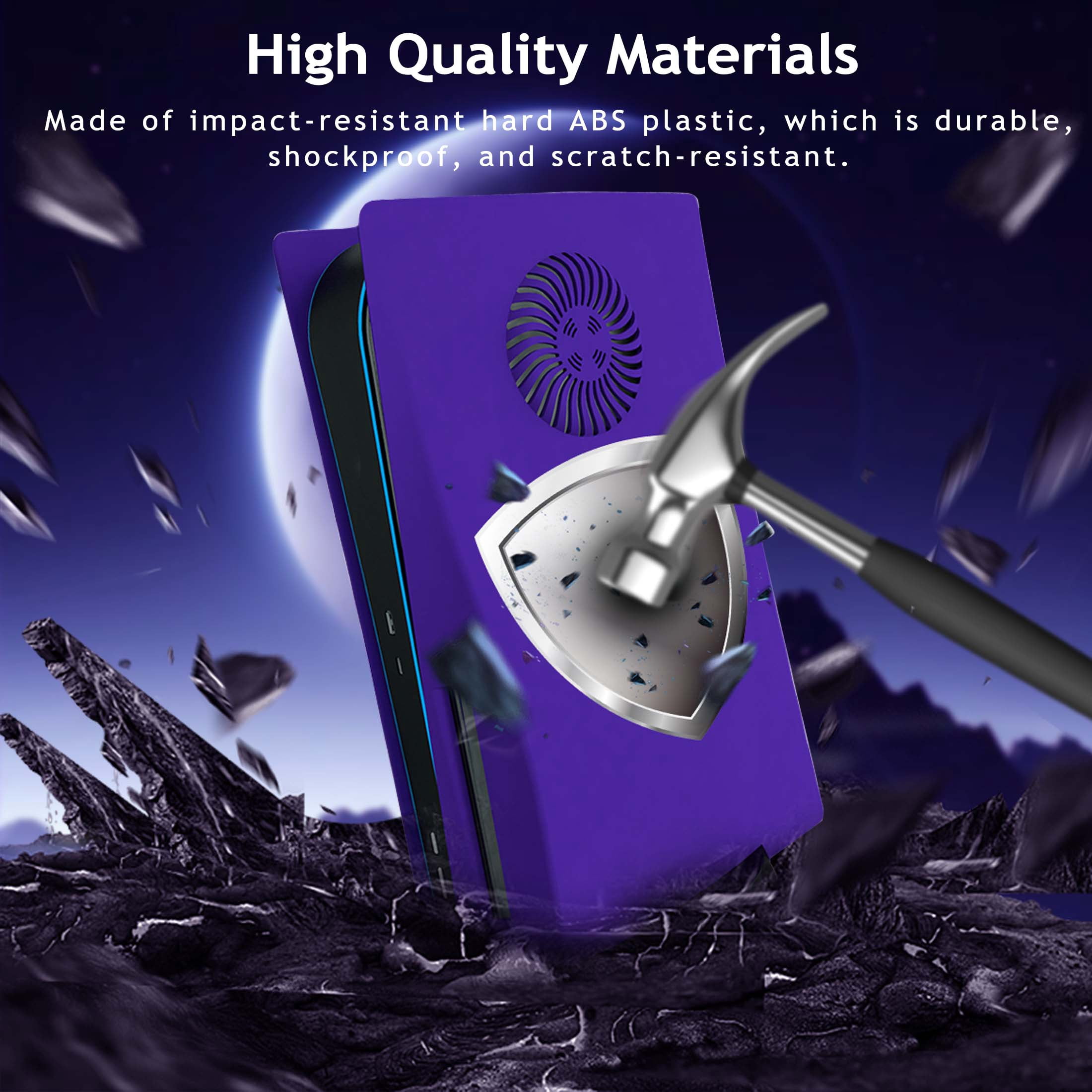 Faceplate for Original PS5 Disc Edition, PS5 Cover Plates with Cooling Vents & Dust Filter, Purple