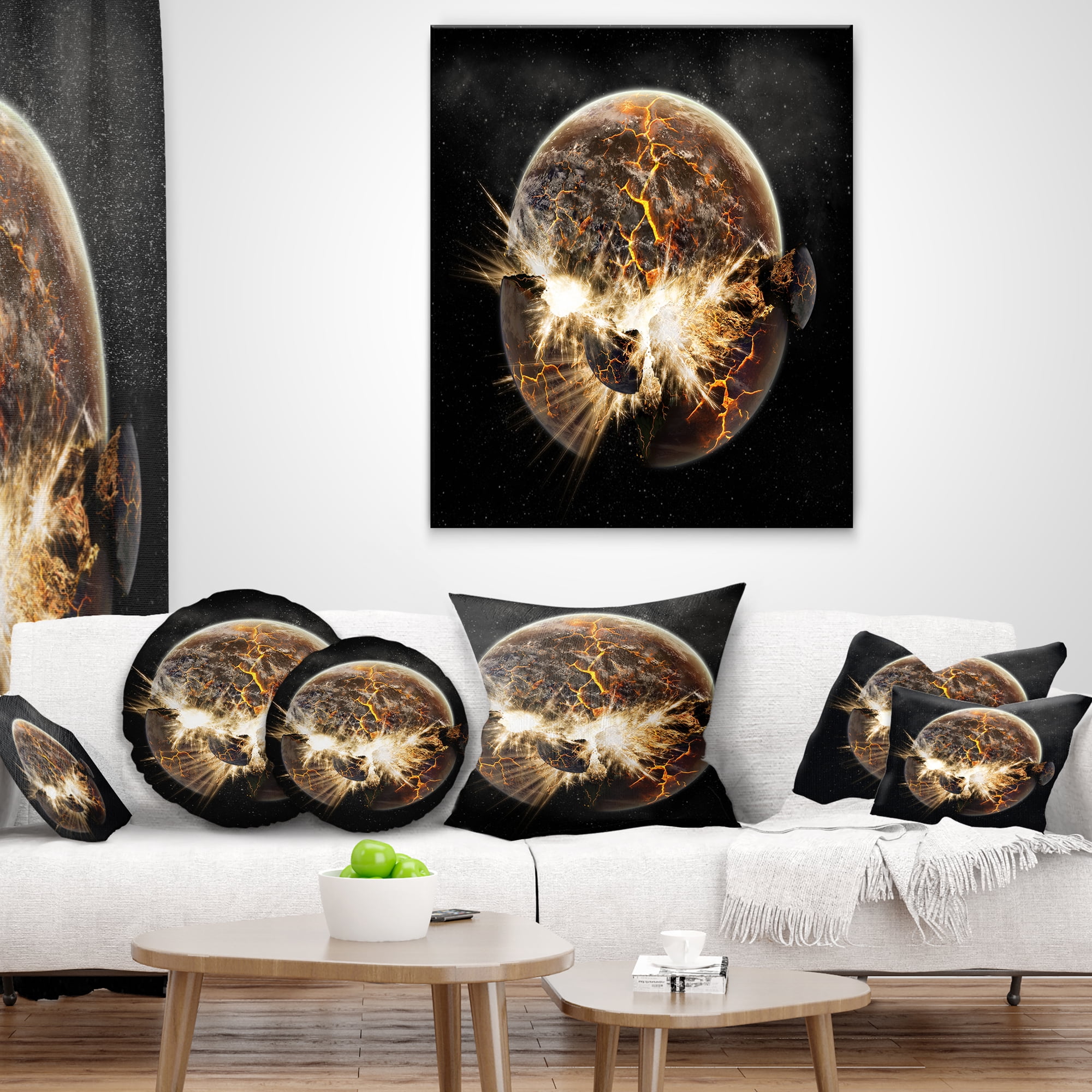 Designart Earth Apocalypse - Contemporary Throw Pillow - 16x16