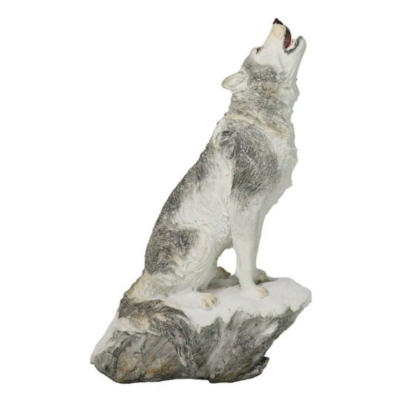 Woodlands Wildlife Mystical Alpha Snow Arctic Wolf Howling At The Moon Figurine