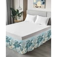 thumbnail image 4 of Ocean Turtle Bed Skirt King Size 16" Drop Retro Marine Life Starfish Coral Abstract Ruffled Wrap Around Bed Skirts Adjustable Elastic Bedskirt Dust Ruffle for King Size Bed, 4 of 7