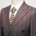 thumbnail image 3 of Beauty-Emily Men's Striped Double-Breasted Suit Set – Slim Fit 2-Piece Blazer & Pants, Bold Vertical Stripe Formal Suit for Party, Prom & Business, 3 of 11