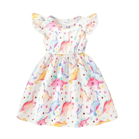 

Toddler Girls Fly Sleeve Prints Dress Dance Party Dresses Clothes Newborn Baby Girl Kids Fall Clothes Dresses For 5 Year Old Girls