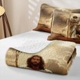 thumbnail image 4 of Manfei Western Lion Quilt King, Vintage Bible Theme King Coverlet Set, Brown, Gray Reversible, 3pcs, 1 Bedspread and 2 Pillowcases, 4 of 7