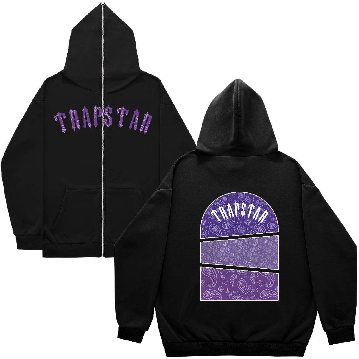 TRAPSTAR Letter Print Men's and Women's Warm Loose Zipper Hoodie Sweater -  Walmart.com