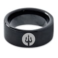 thumbnail image 2 of Tungsten Trident Spear Weapon Band Ring 9mm Men Women Comfort Fit Black Flat Cut Brushed Polished, 2 of 4